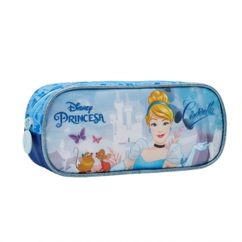 Estojo Simples Escolar da Princesa Disney Cinderela Azul