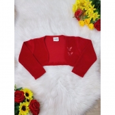 Bolero Infantil Soft Vermelho C/ Aplique Borboletas Confort