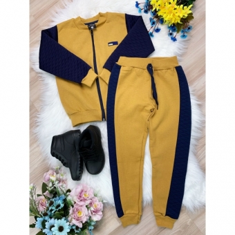 Conjunto de Moletom Jaqueta e Calça Caqui e Azul Marinho