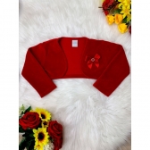 Bolero Infantil Soft Vermelho C/ Aplique de Laço Confort