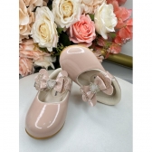 Sapatinho Rose Com Aplique de Coraçãozinho de Strass