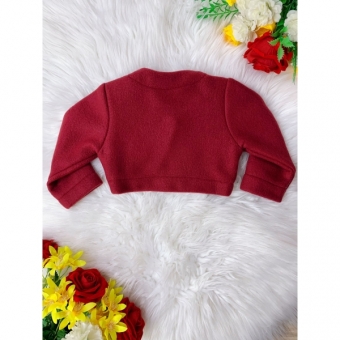 Bolero Infantil Marsala Soft Com Gola e Botão Luxo