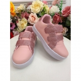Tênis com Velcro Rosa Com Glitter Meninas