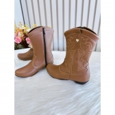 Bota infantil Boiadeira Texana Caramelo Com Zíper e Salto