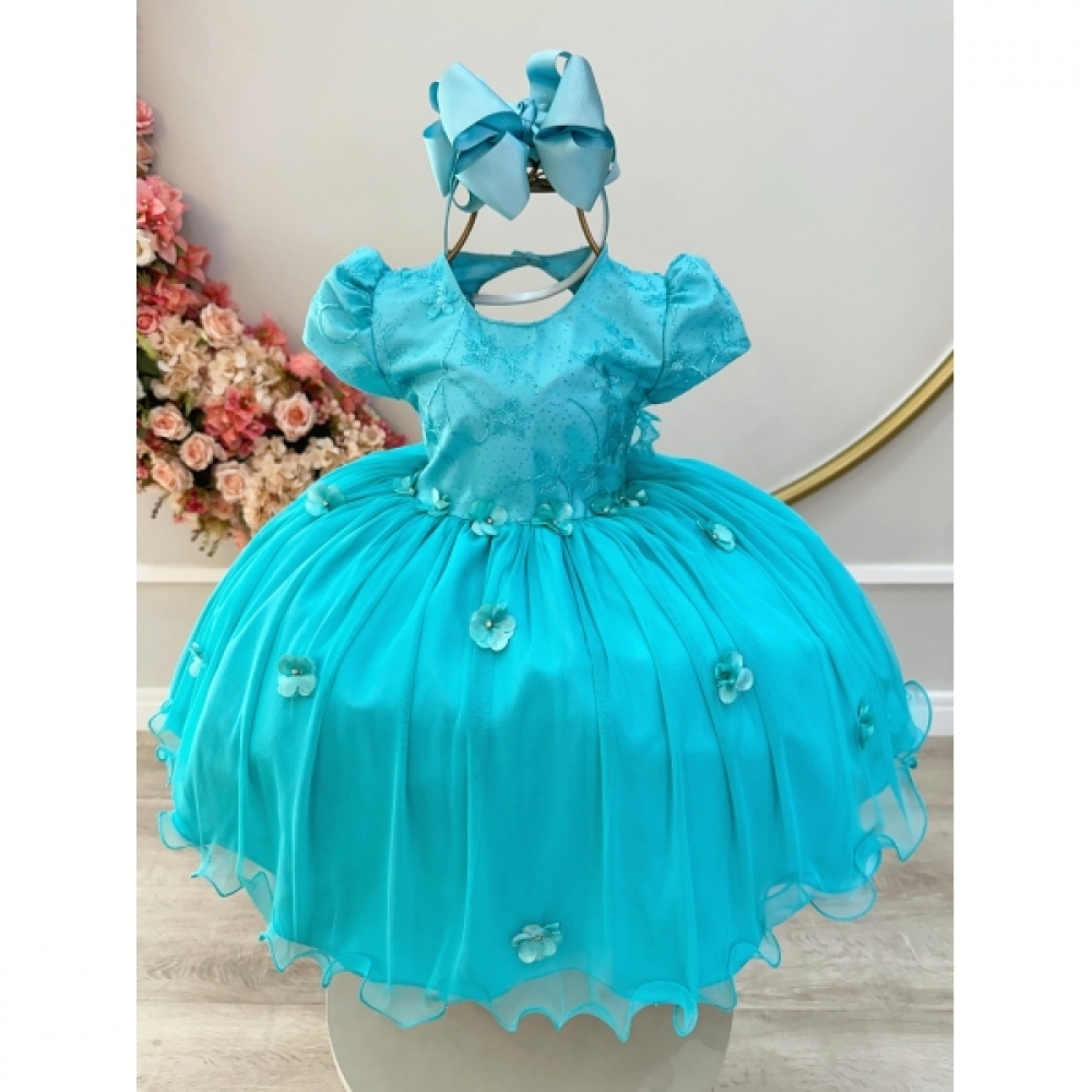 Vestido Infantil Verde Jardim Encantado C/ Renda Festa Damas