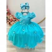 Vestido Infantil Verde Jardim Encantado C/ Renda Festa Damas