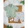 Conjunto Meninos Camisa Verde Mescla Bermuda Bege Casual