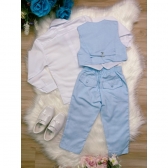 Conjunto Social C/ Colete Calça Gravata Azul Camisa Branca