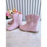 Bota infantil Boiadeira Texana Rosa Claro Com Zíper Luxo
