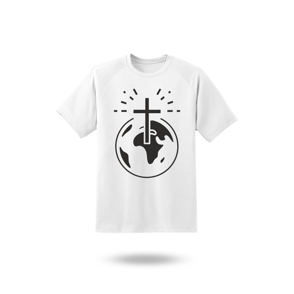 Camiseta Fé no Mundo – Estampa Cruz com Planeta