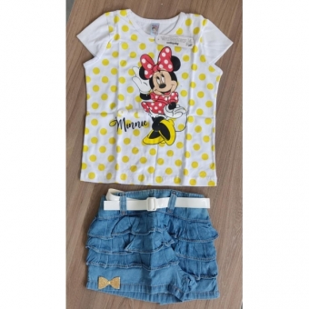 Conjunto Infantil da Minnie Blusinha Bolinhas Amarelas