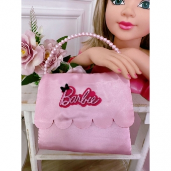 Kit Infantil Tiara e Bolsinha da Barbie Rosa