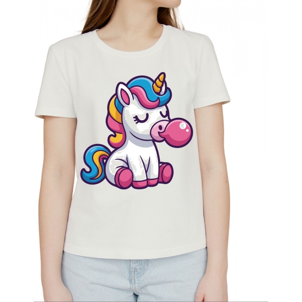 Camiseta Unicórnio Fofo com Chiclete – Camiseta Cute