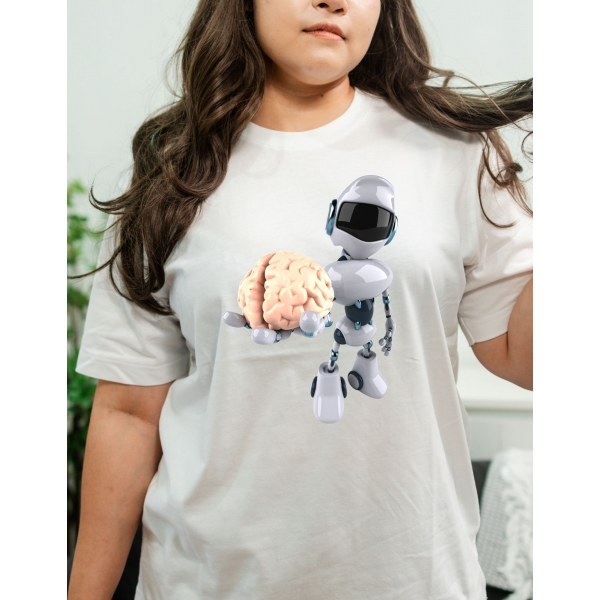 Camiseta Inteligência Artificial Robô com Cérebro – Design Futurista Tech Unissex