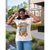 Camiseta Vaquinha Fofa Kawaii com Laço e Cachecol – Cute Animal