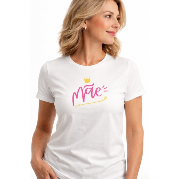 Camiseta Mãe Estampada com Coroa
