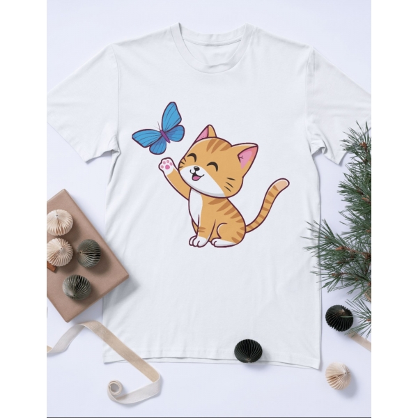 Camiseta Gatinho com Borboleta – Fofa Pet Lovers