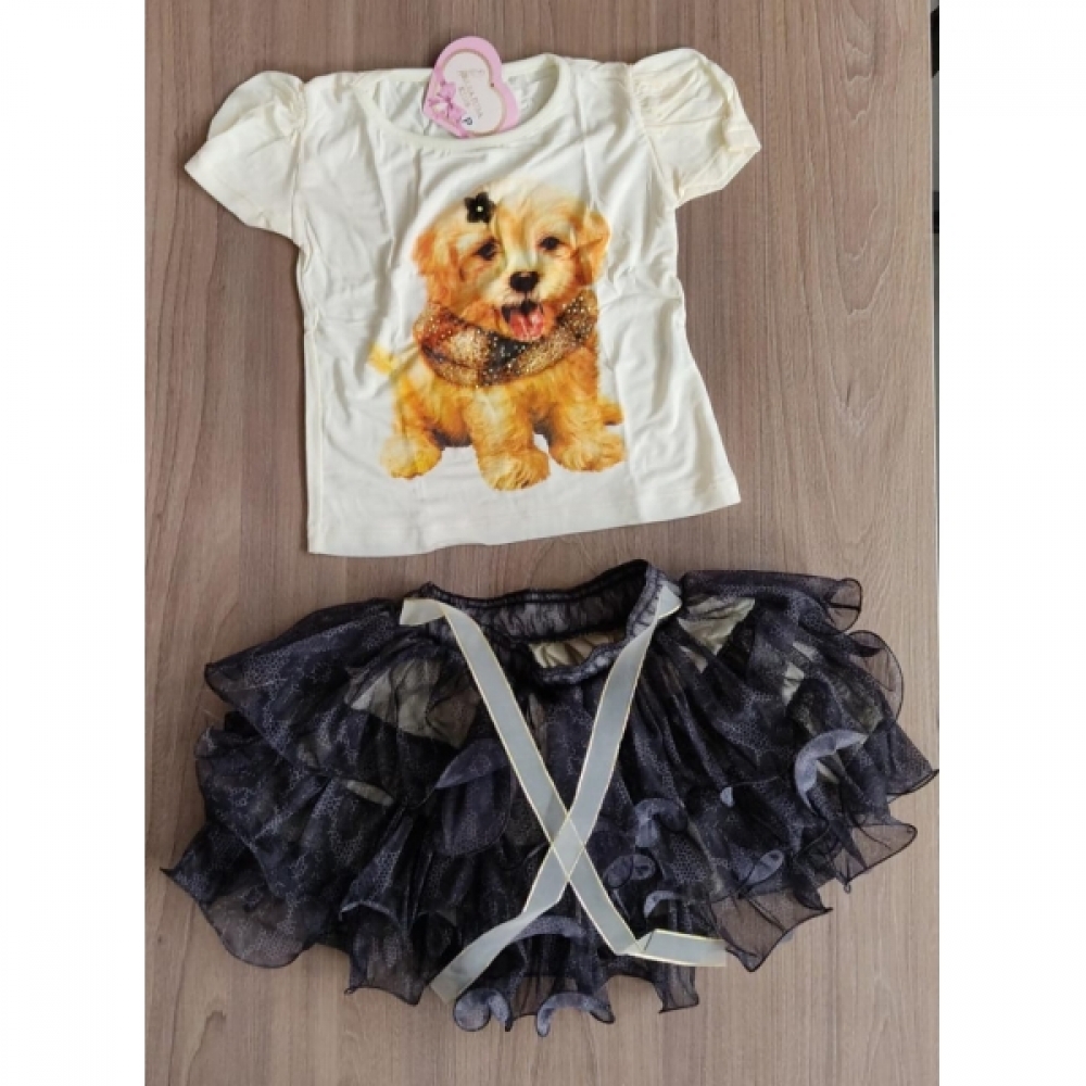 Conjunto Infantil Tutu Bebê Fofura de Cachorrinha