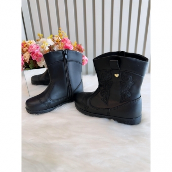 Bota infantil Boiadeira Texana Preto Com Zíper Luxo