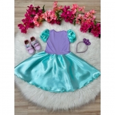 Fantasia Infantil da Sereia Ariel Acompanha a Tiara Luxo