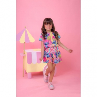 Conjunto Infantil Lilo e Stitch Rosa Luxo Festas
