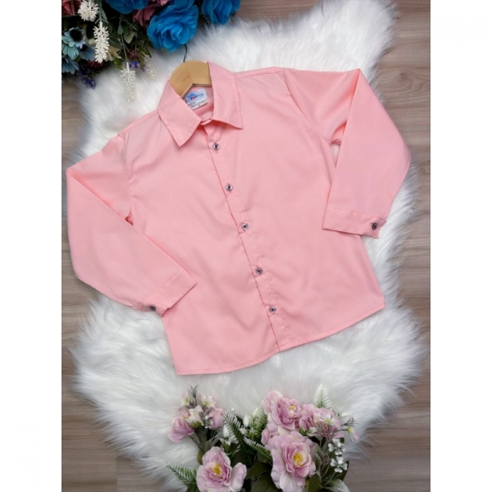Camisa Social Salmão Com Manga Longa Príncipes
