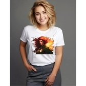 Camiseta Guerreira de Fogo – Arte Fantasia Premium Unissex