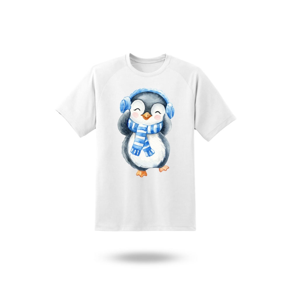 Camiseta Pinguim Fofo com Fone e Cachecol – Divertida e Confortável - Camiseta criativa perfeita para quem ama estampas fofas e estilo casual