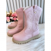 Bota infantil Boiadeira Texana Rosa Claro Com Zíper Luxo