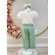 Conjunto infantil Com Blusa Branca e Calça Verde Bolsinha