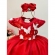 Vestido Infantil Vermelho Renda Aplique Flores Borboletas