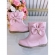 Botinha Infantil Rosa Laço e Pinjente Com Zíper Super Luxo