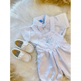 Conjunto Macaquinho Com Camisa e Gravatinha Branco