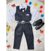 Conjunto Social Camisa Branca e Colete Calça Gravata Preto - Preto