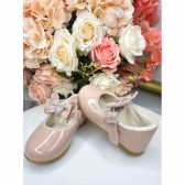 Sapatinho Rose Com Aplique de Coraçãozinho de Strass