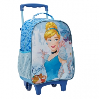 Mochila de Rodinhas Escolar da Princesa Disney Cinderela Azul