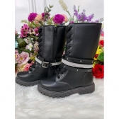 Botinha Infantil Cano Alto Preto Com Cadarço e Ziper