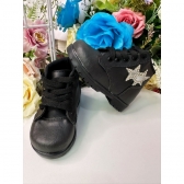 Coturno Infantil Preto de Cadarço Aplique Estrela C/ Brilho