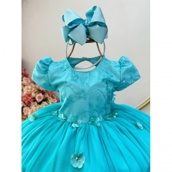 Vestido Infantil Verde Jardim Encantado C/ Renda Festa Damas