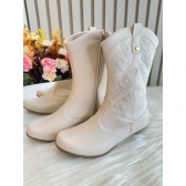 Bota infantil Boiadeira Texana Off White Com Zíper e Salto