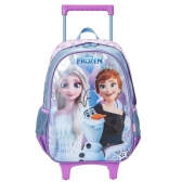 Kit Mochila de Rodinhas Escolar + Lancheira da Disney Frozen Holográfico Tam. 14 - Lilás