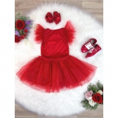 Fantasia Infantil Aventureira Vermelha Festas C/ Strass