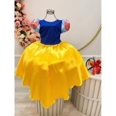 Fantasia Infantil Branca de Neve Amarelo Ouro Capa Tiara