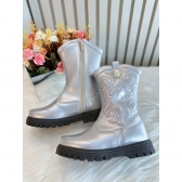 Bota infantil Boiadeira Texana Prata Com Zíper Luxo