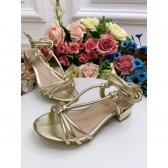 Sandália Infantil de Amarrar Com Salto Ouro