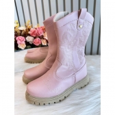 Bota infantil Boiadeira Texana Rosa Claro Com Zíper Luxo
