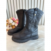Bota infantil Boiadeira Texana Preto Com Zíper Luxo