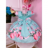 Vestido Infantil Verde Jardim das Borboletas Strass