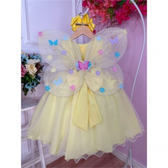 Asa Borboleta Amarelo Bebê Jardim Encantado Fada Super Luxo