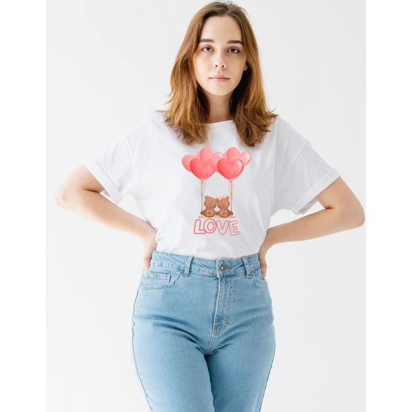 Camiseta Love Ursinhos Balões Coração Feminina Unissex Premium Romântica